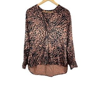 Rails Pearl Animal Print Popover Top In Cinnamon Mixed Animal Size S